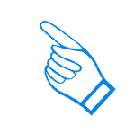A blue pointy finger depicting the pointer service of ThePointerSite.com in domain name redirection.